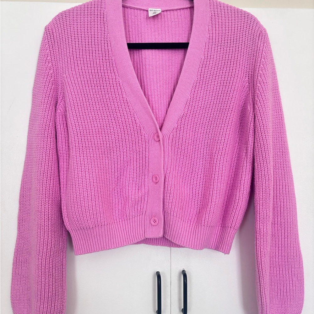 Melrose and Market Pink Button-Up Cardigan